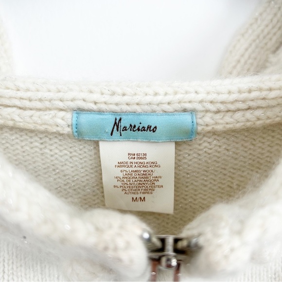 Vintage Marciano Wool Angora Ivory Off Shoulder Zip Front Knit Sweater Size M - Picture 7 of 7